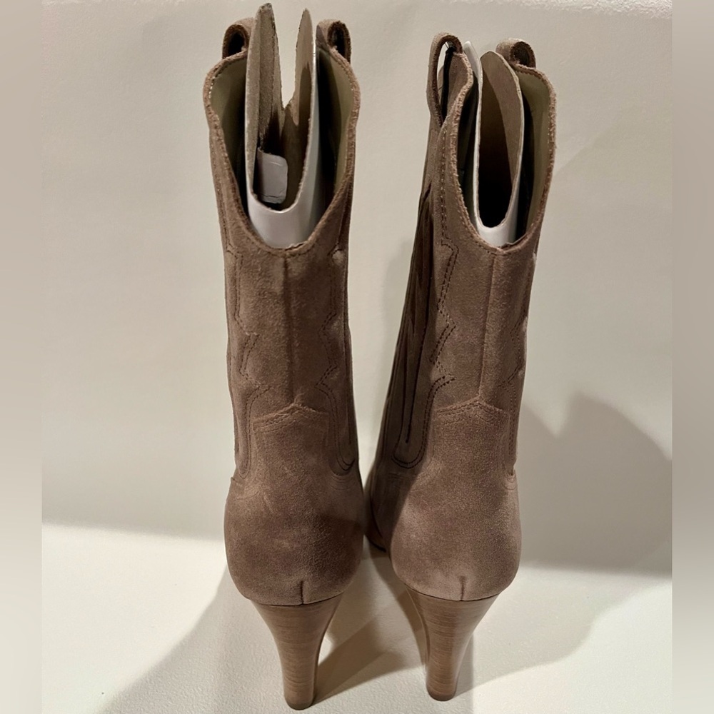 NIB Nine West Alama Tan Suede Western Cowboy Boots Pointed Toe Heeled Size 11 - Picture 3 of 5